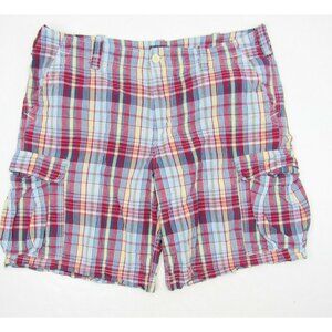 Ralph Lauren Polo Jeans Company Dry Goods Madras Plaid Cargo Shorts‎ 42 Blue Red